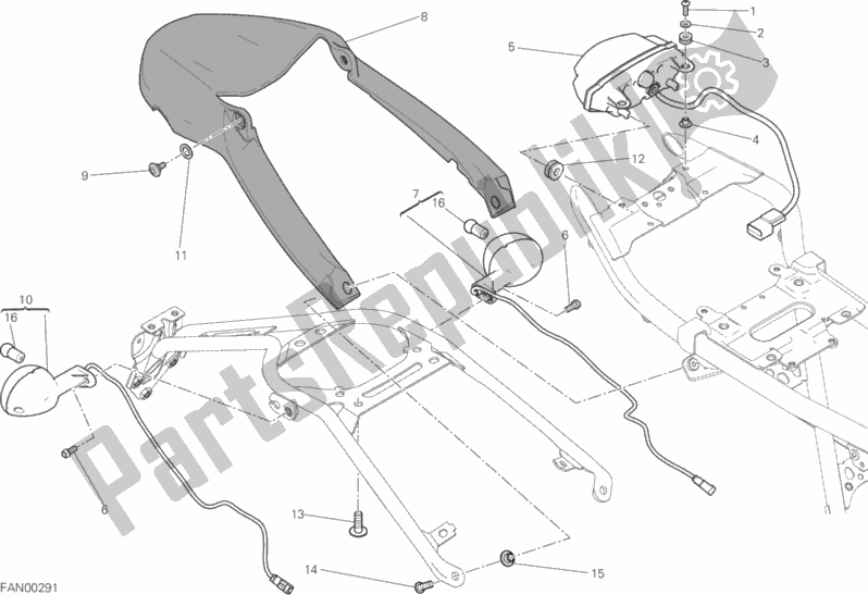 All parts for the Taillight of the Ducati Scrambler Sixty2 Thailand 400 2017